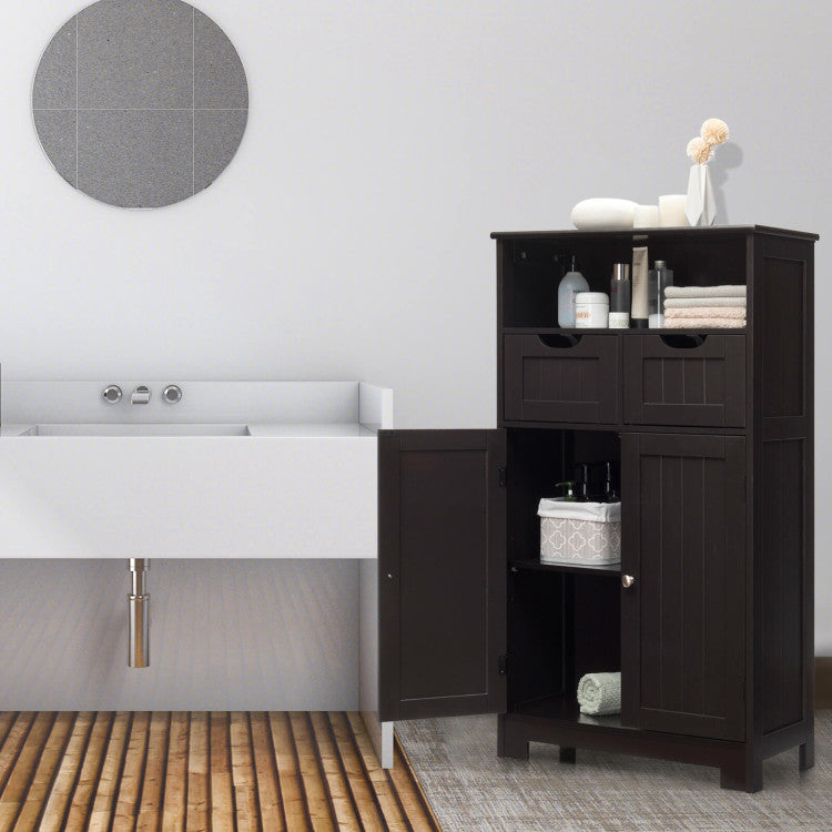 Bathroom Wooden Side Cabinet with 2 Drawers and 2 Doors