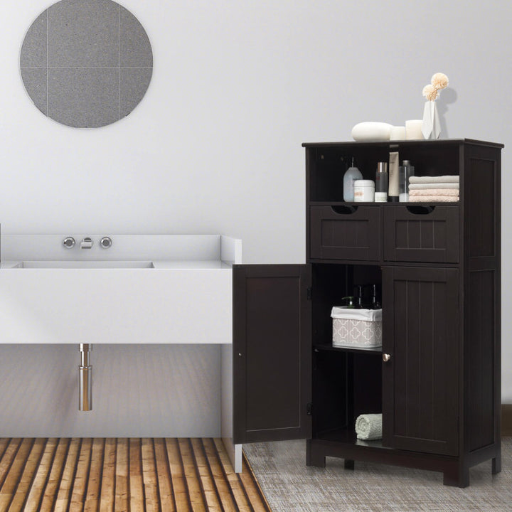 Bathroom Wooden Side Cabinet with 2 Drawers and 2 Doors