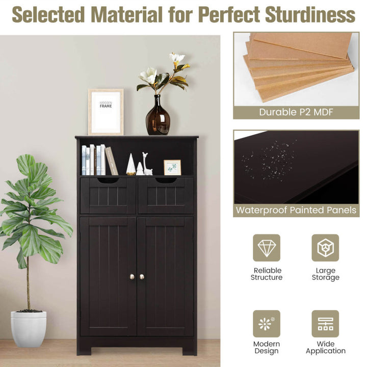 Bathroom Wooden Side Cabinet with 2 Drawers and 2 Doors