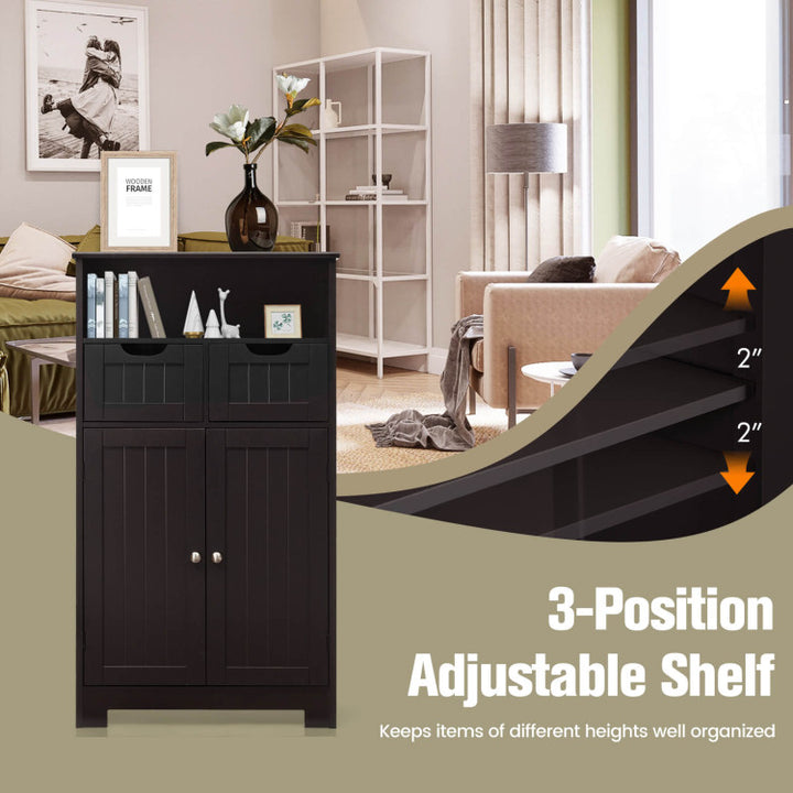 Bathroom Wooden Side Cabinet with 2 Drawers and 2 Doors