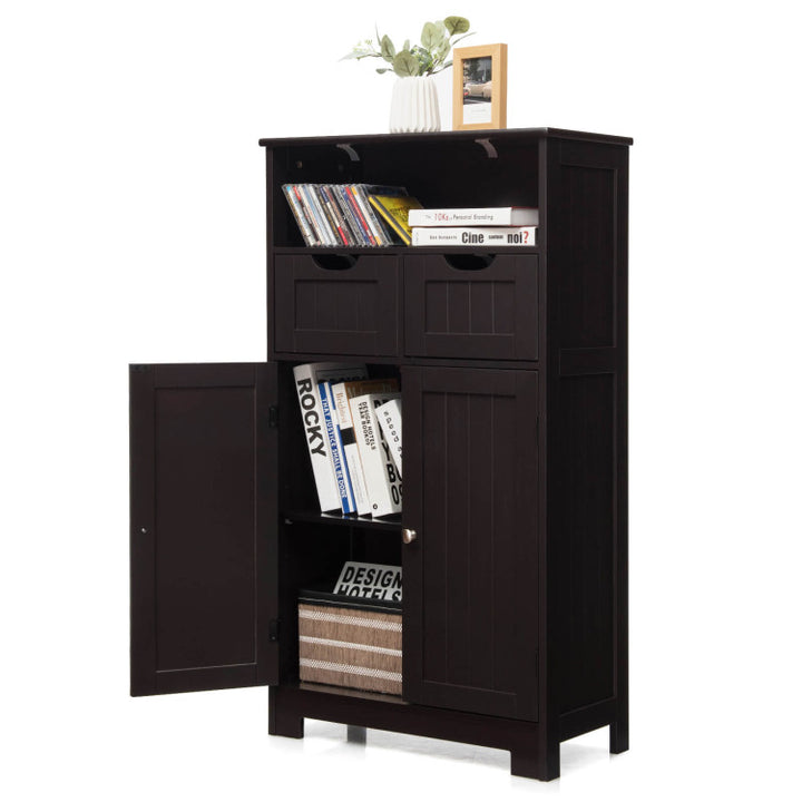 Bathroom Wooden Side Cabinet with 2 Drawers and 2 Doors