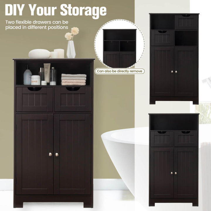 Bathroom Wooden Side Cabinet with 2 Drawers and 2 Doors