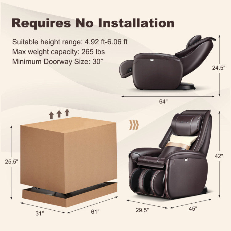 Full Body Massage Chair Zero Gravity SL Track Electric Recliner with Reversible Footrest and Automatic Shoulder Detection