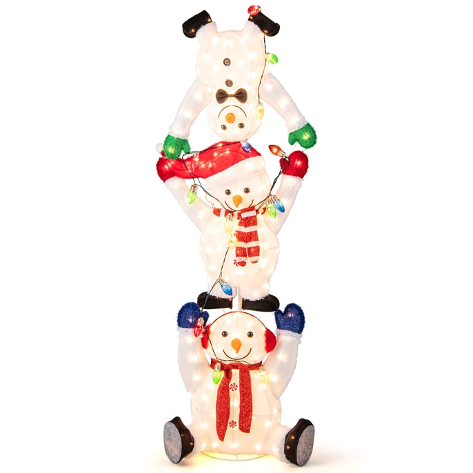 5.6 FT LED Snowmen Christmas Decoration, Pre-Lit Snowman Ornament with LED Lights, Light Strings
