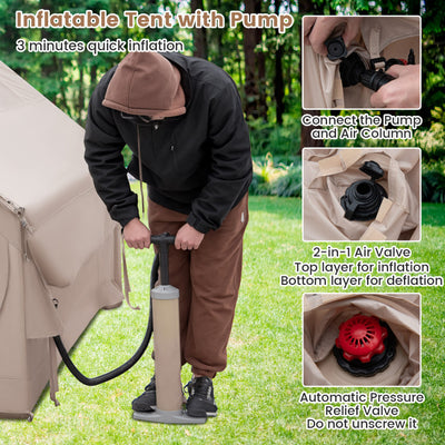 4-6 People Inflatable Camping Tent with Porch and Carrying Bag