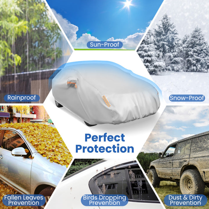 Car Cover for Automobiles 193 Inch Rain Sun UV Protection Universal Fit Sedan Chevrolet Ford Nissan