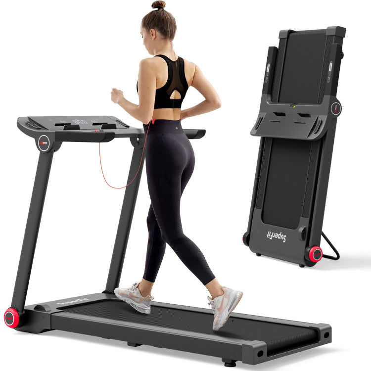 3.75HP Folding Treadmill Freestanding Commercial Heavy Duty Running Machine with LCD Display and 3 Sport Modes