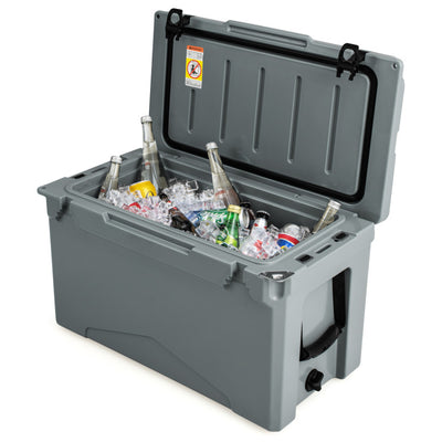 50 QT Heavy-Duty Rotomolded Ice Cooler Insulated Portable Hard Ice Chest Box with Aluminum Handle and Integrated Cup Holders