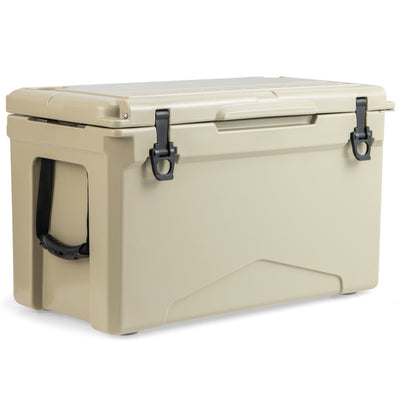 50 QT Heavy-Duty Rotomolded Ice Cooler Insulated Portable Hard Ice Chest Box with Aluminum Handle and Integrated Cup Holders