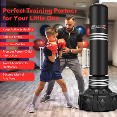 67 Inch Freestanding Heavy Punching Bag Kickboxing Box Bag Set with Stand and Fillable Suction Cup Base for Home Gym