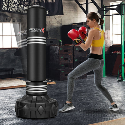 67 Inch Freestanding Heavy Punching Bag Kickboxing Box Bag Set with Stand and Fillable Suction Cup Base for Home Gym