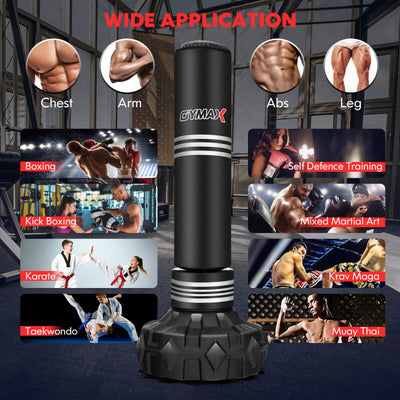 67 Inch Freestanding Heavy Punching Bag Kickboxing Box Bag Set with Stand and Fillable Suction Cup Base for Home Gym