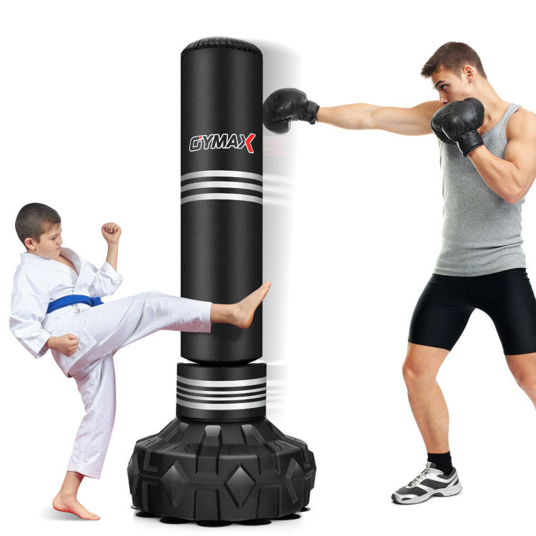 67 Inch Freestanding Heavy Punching Bag Kickboxing Box Bag Set with Stand and Fillable Suction Cup Base for Home Gym