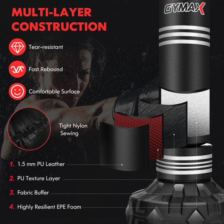 67 Inch Freestanding Heavy Punching Bag Kickboxing Box Bag Set with Stand and Fillable Suction Cup Base for Home Gym