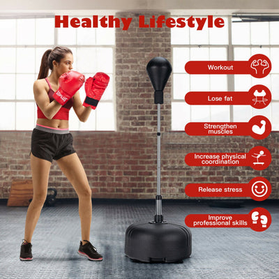 Freestanding Punching Bag Adjustable Heights Training Bag with Stand and Boxing Gloves for Adults Kids