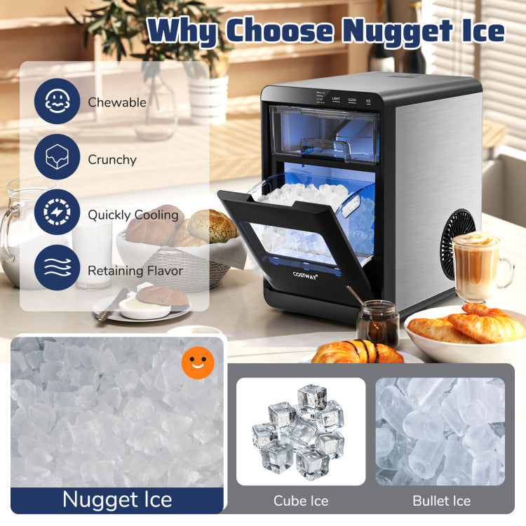 Chewable Nugget Ice Maker for Quick Refreshing Countertop Use