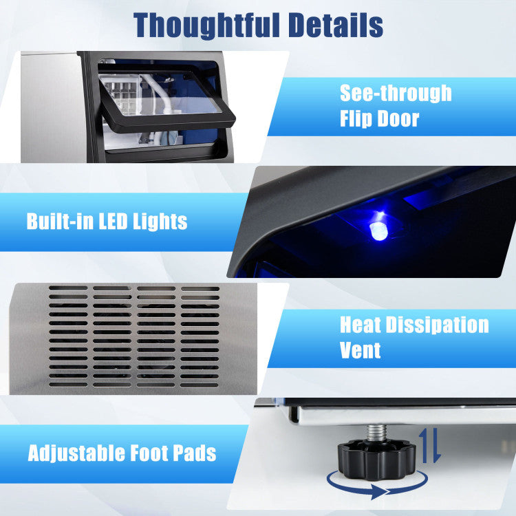 Stainless Steel Commercial Ice Maker 110 lbs/24H