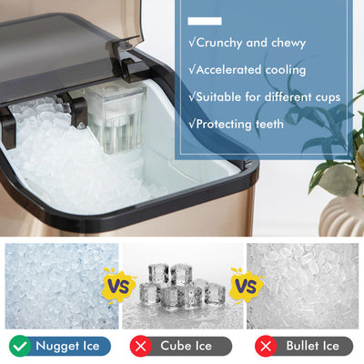 60LBS/24H Countertop Nugget Ice Maker Portable Pebble Ice Machine with 24H Timer and Self-Cleaning Function