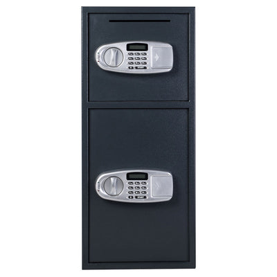 Digital Safe Box Double Door Security Depository Drop Box with Separate Keypad and Emergency Keys