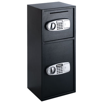 Digital Safe Box Double Door Security Depository Drop Box with Separate Keypad and Emergency Keys