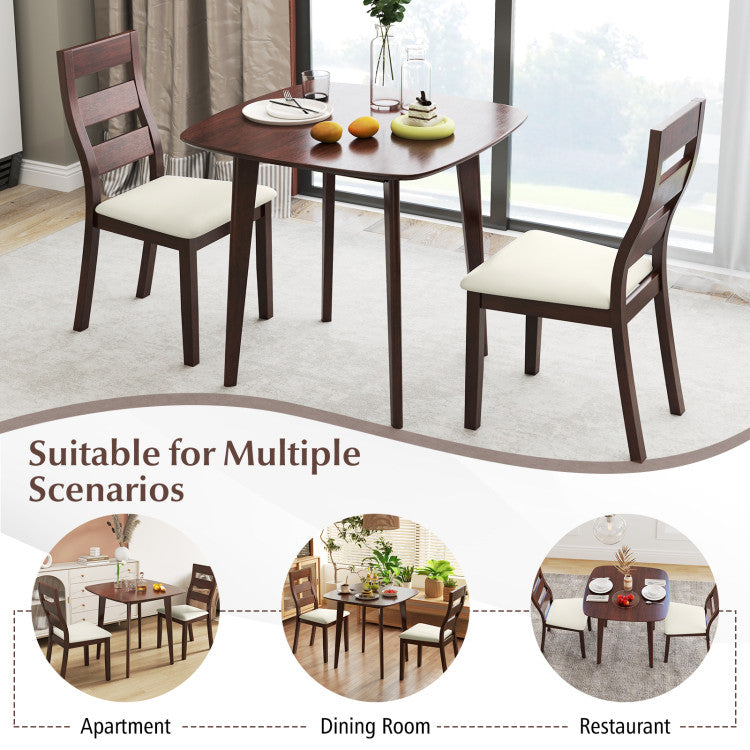3-Piece Dining Table Set with Wooden Square Kitchen Table and 2 Chairs