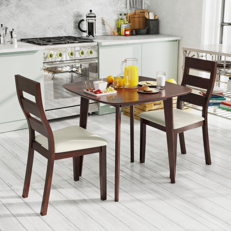 3-Piece Dining Table Set with Wooden Square Kitchen Table and 2 Chairs