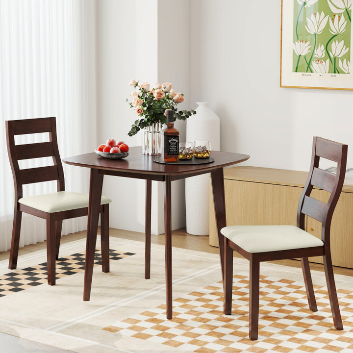 3-Piece Dining Table Set with Wooden Square Kitchen Table and 2 Chairs