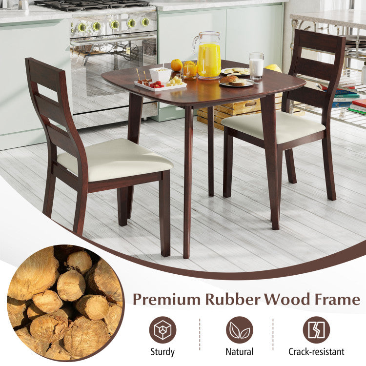 3-Piece Dining Table Set with Wooden Square Kitchen Table and 2 Chairs