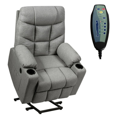 Electric Power Lift Recliner Chair Motorized Massage Sofa Chair with 8-Point Massage and Lumbar Heat for Elderly