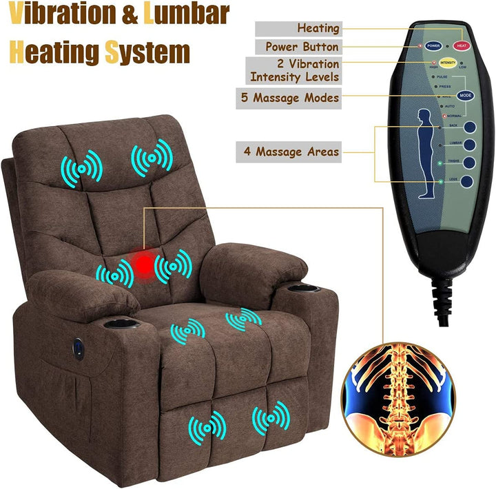 Electric Power Lift Recliner Chair Motorized Massage Sofa Chair with 8-Point Massage and Lumbar Heat for Elderly