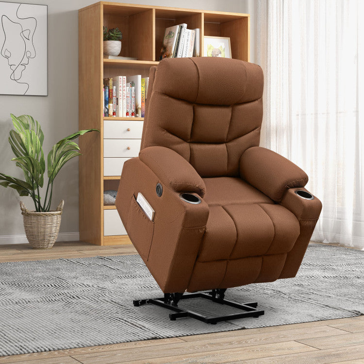 Electric Power Lift Sofa Recliner Chair Fabric Massage Chair with Adjustable Backrest and Footrest for Elderly