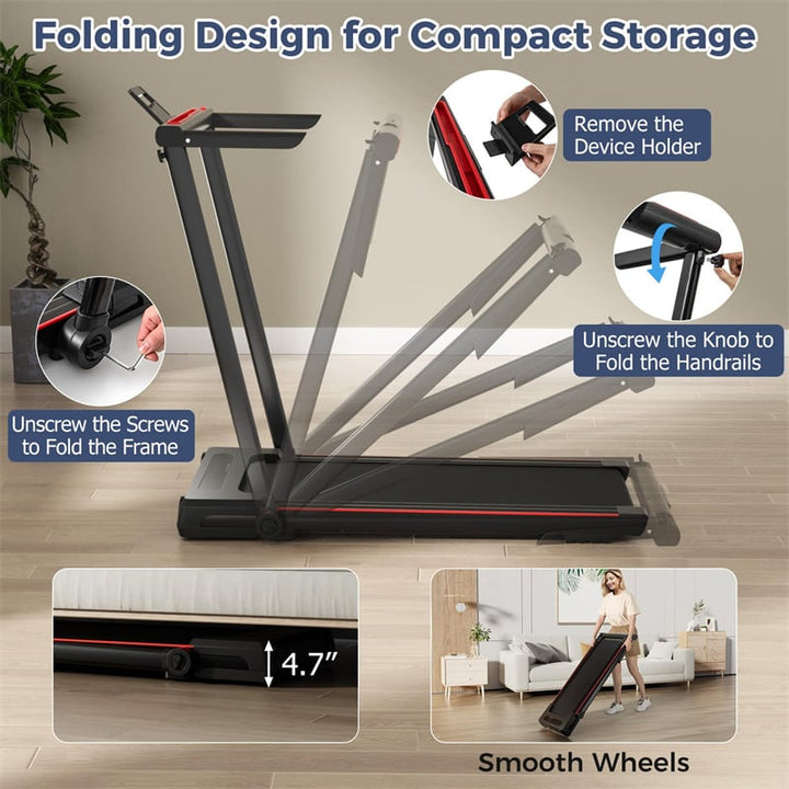 3-in-1 Folding Treadmill with Desk, 2.5HP Portable Under Desk Walking Pad with Large LED Display, Speakers &amp; Remote for Home Office Gym