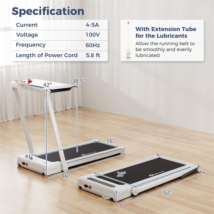 3-in-1 Folding Treadmill with Desk, 2.5HP Portable Under Desk Walking Pad with Large LED Display, Speakers &amp; Remote for Home Office Gym