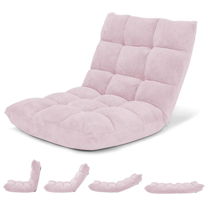 Memory Foam Floor Chair, 14-Position Adjustable Folding Gaming Sofa Chair with Back Support, Chaise Lounge Sleeper Bed Couch Recliner