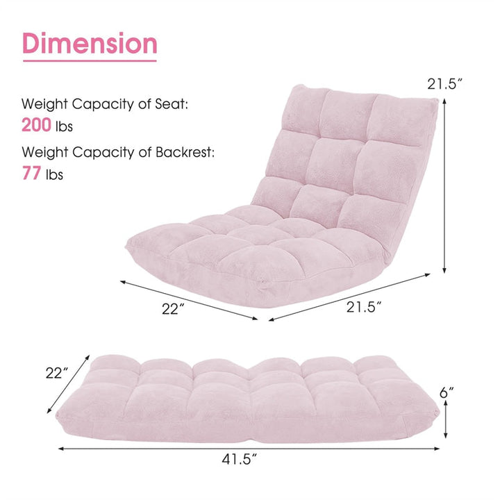 Memory Foam Floor Chair, 14-Position Adjustable Folding Gaming Sofa Chair with Back Support, Chaise Lounge Sleeper Bed Couch Recliner
