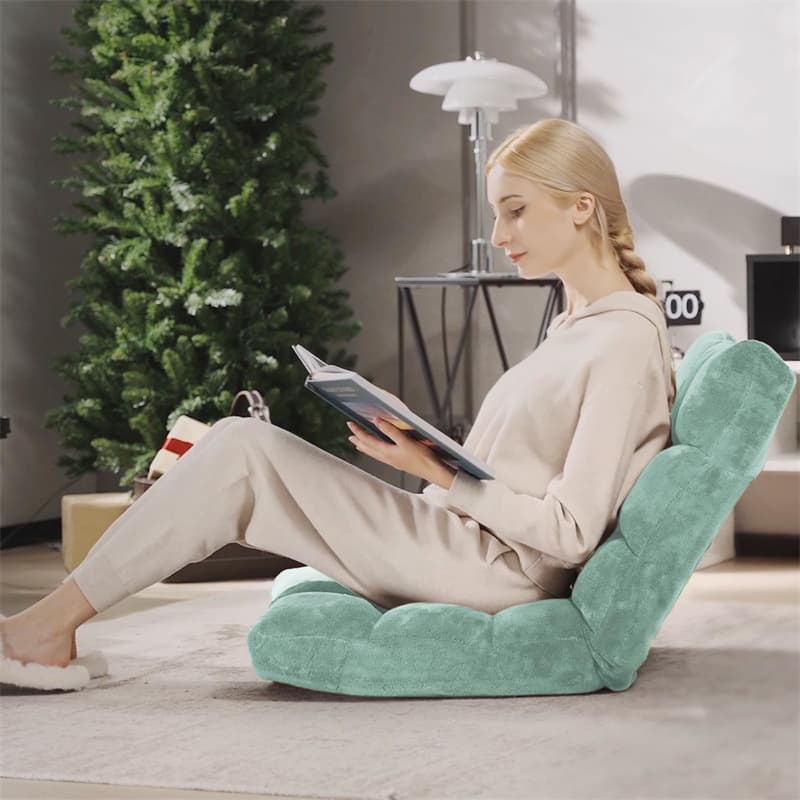 Memory Foam Floor Chair, 14-Position Adjustable Folding Gaming Sofa Chair with Back Support, Chaise Lounge Sleeper Bed Couch Recliner