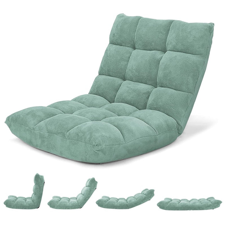 Memory Foam Floor Chair, 14-Position Adjustable Folding Gaming Sofa Chair with Back Support, Chaise Lounge Sleeper Bed Couch Recliner