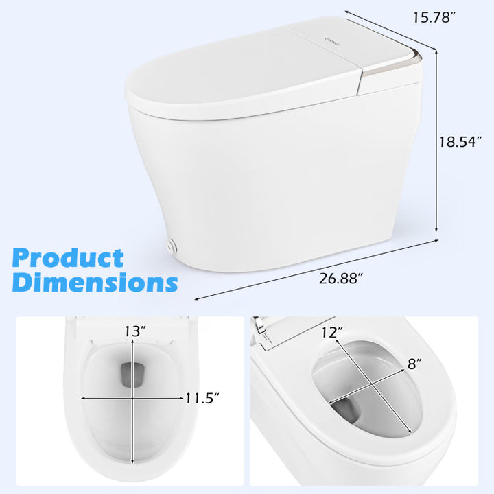 Elongated Smart Toilet with Foot Sensor, Bidet Toilet with Adjustable Heated Seat &amp; Dryer and 1.28 GPF Automatic/Blackout Flush