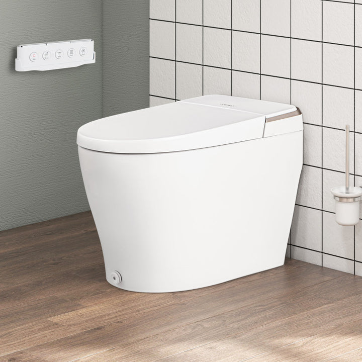 Elongated Smart Toilet with Foot Sensor, Bidet Toilet with Adjustable Heated Seat &amp; Dryer and 1.28 GPF Automatic/Blackout Flush