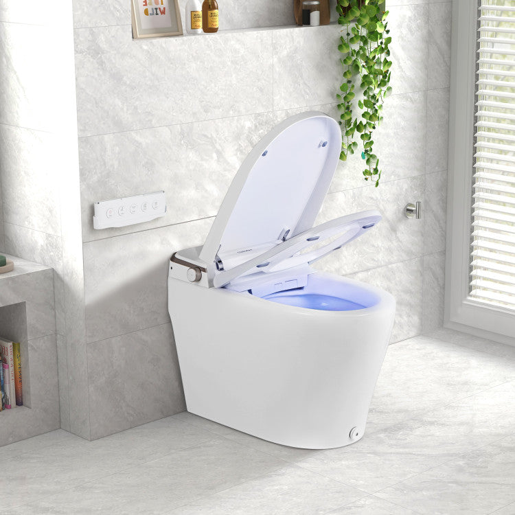 Elongated Smart Toilet with Foot Sensor, Bidet Toilet with Adjustable Heated Seat &amp; Dryer and 1.28 GPF Automatic/Blackout Flush