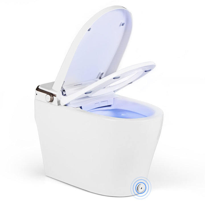 Elongated Smart Toilet with Foot Sensor, Bidet Toilet with Adjustable Heated Seat &amp; Dryer and 1.28 GPF Automatic/Blackout Flush