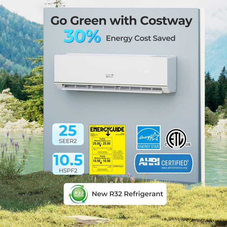 Energy Star Certified 18000 BTU 25 SEER2 208-230V Ductless Mini Split Air Conditioner and Heater WiFi Enabled