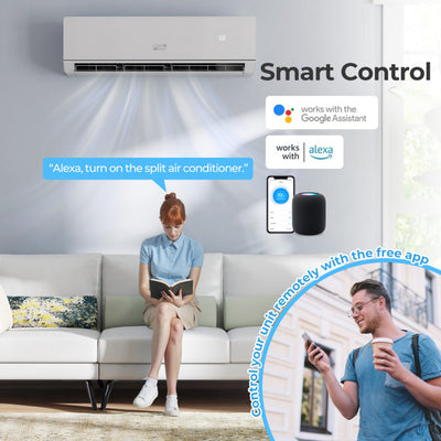 Energy Star Certified 18000 BTU 25 SEER2 208-230V Ductless Mini Split Air Conditioner and Heater WiFi Enabled