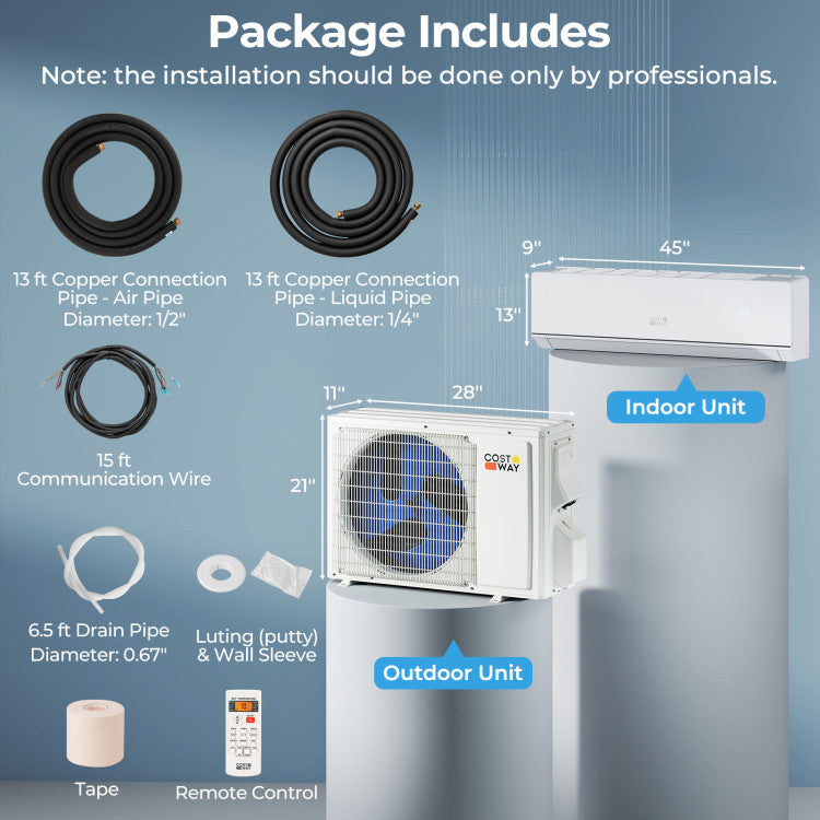 Energy Star Certified 18000 BTU 25 SEER2 208-230V Ductless Mini Split Air Conditioner and Heater WiFi Enabled
