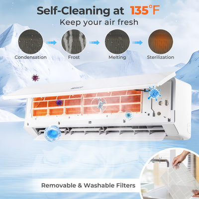 Energy Star Certified 18000 BTU 25 SEER2 208-230V Ductless Mini Split Air Conditioner and Heater WiFi Enabled