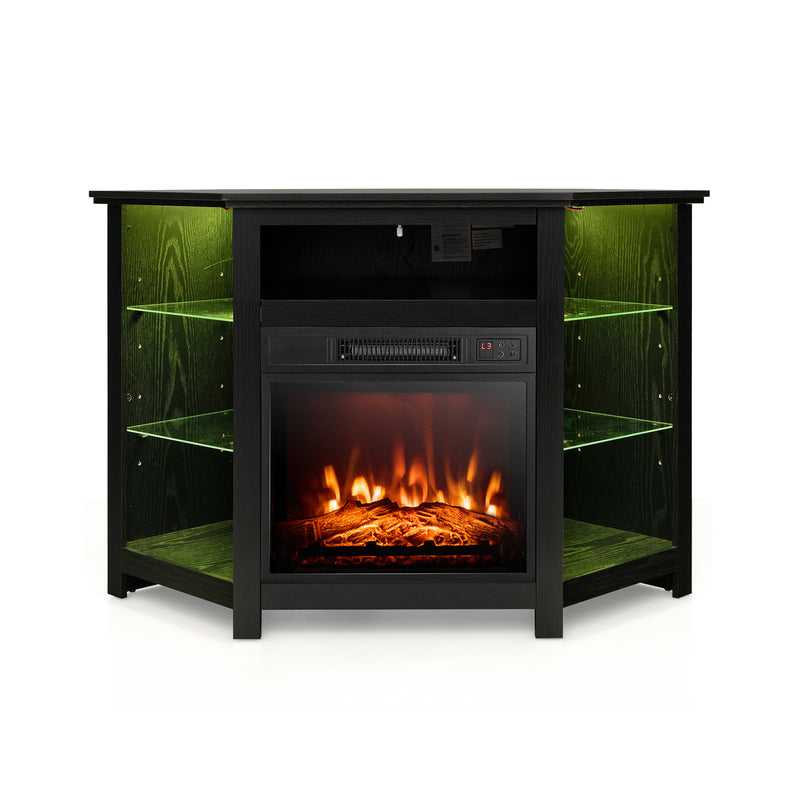 45" Fireplace Corner TV Stand Entertainment Center for TVs up to 50" with Adjustable Shelves