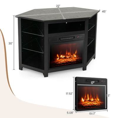 45" Fireplace Corner TV Stand Entertainment Center for TVs up to 50" with Adjustable Shelves