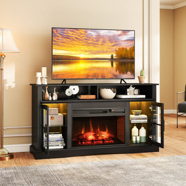Fireplace TV Stand with Remote Controls and Thermostat for TVs Up to 50 Inch