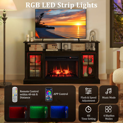 Fireplace TV Stand with Remote Controls and Thermostat for TVs Up to 50 Inch