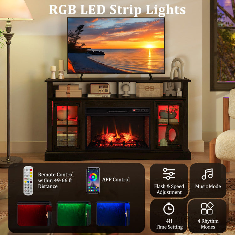 Fireplace TV Stand with Remote Controls and Thermostat for TVs Up to 50 Inch